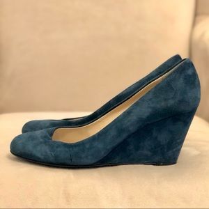 Via Spiga Womens Navy Blue Suede Pump Wedge 9